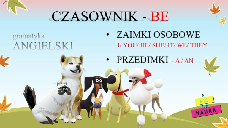GRAMATYKA ANGIELSKA CZASOWNIK BE odmiana przez osoby / ZAIMKI OSOBOWE i PRZEDIMKI A /AN