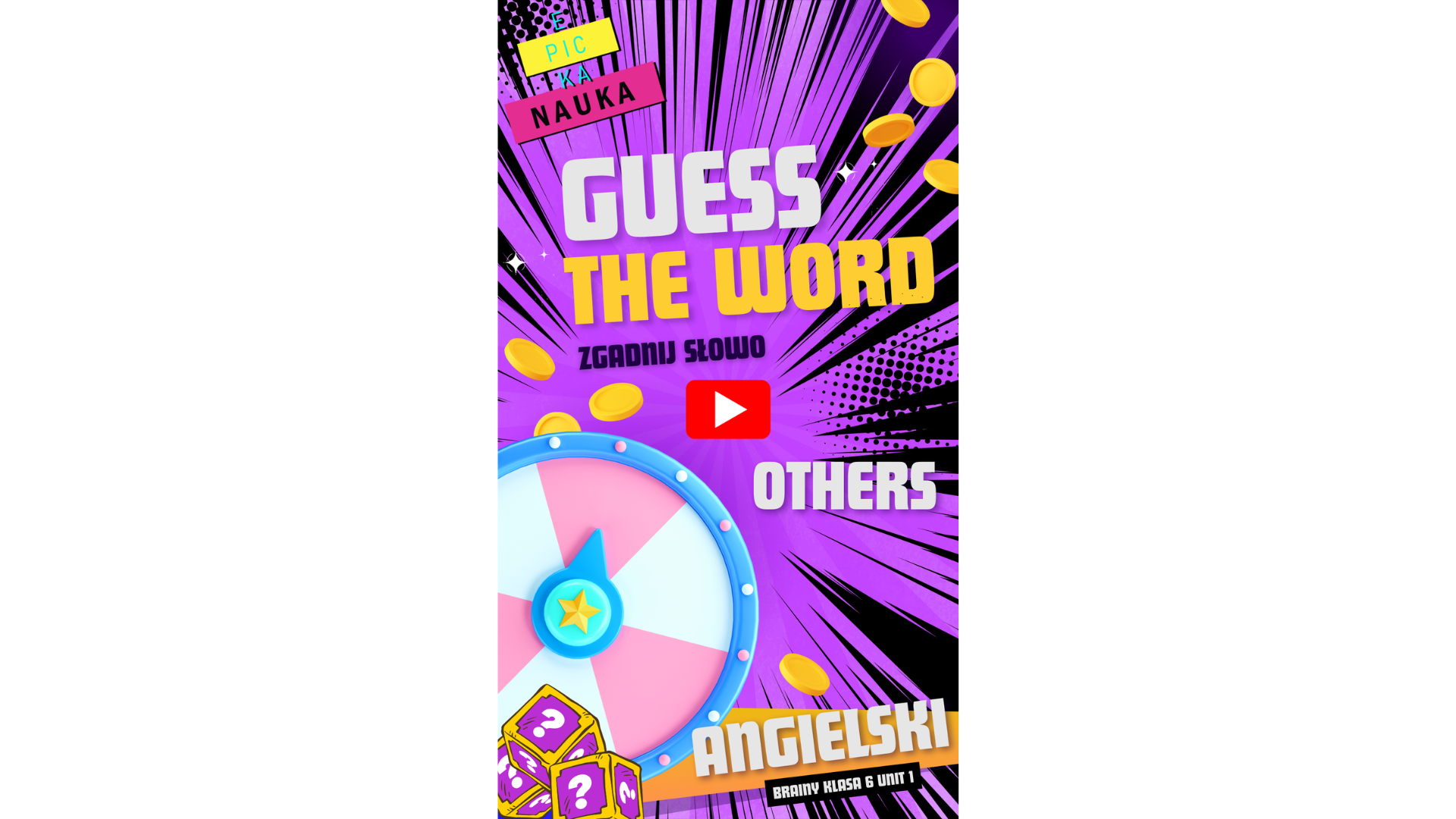 Quiz Brainy 6 Unit 1 cz.2 – Other. Interaktywny hangman: uzupełnij samogłoski i sprawdź słownictwo codzienne, emocje, ekologię i zaskakujące słówka