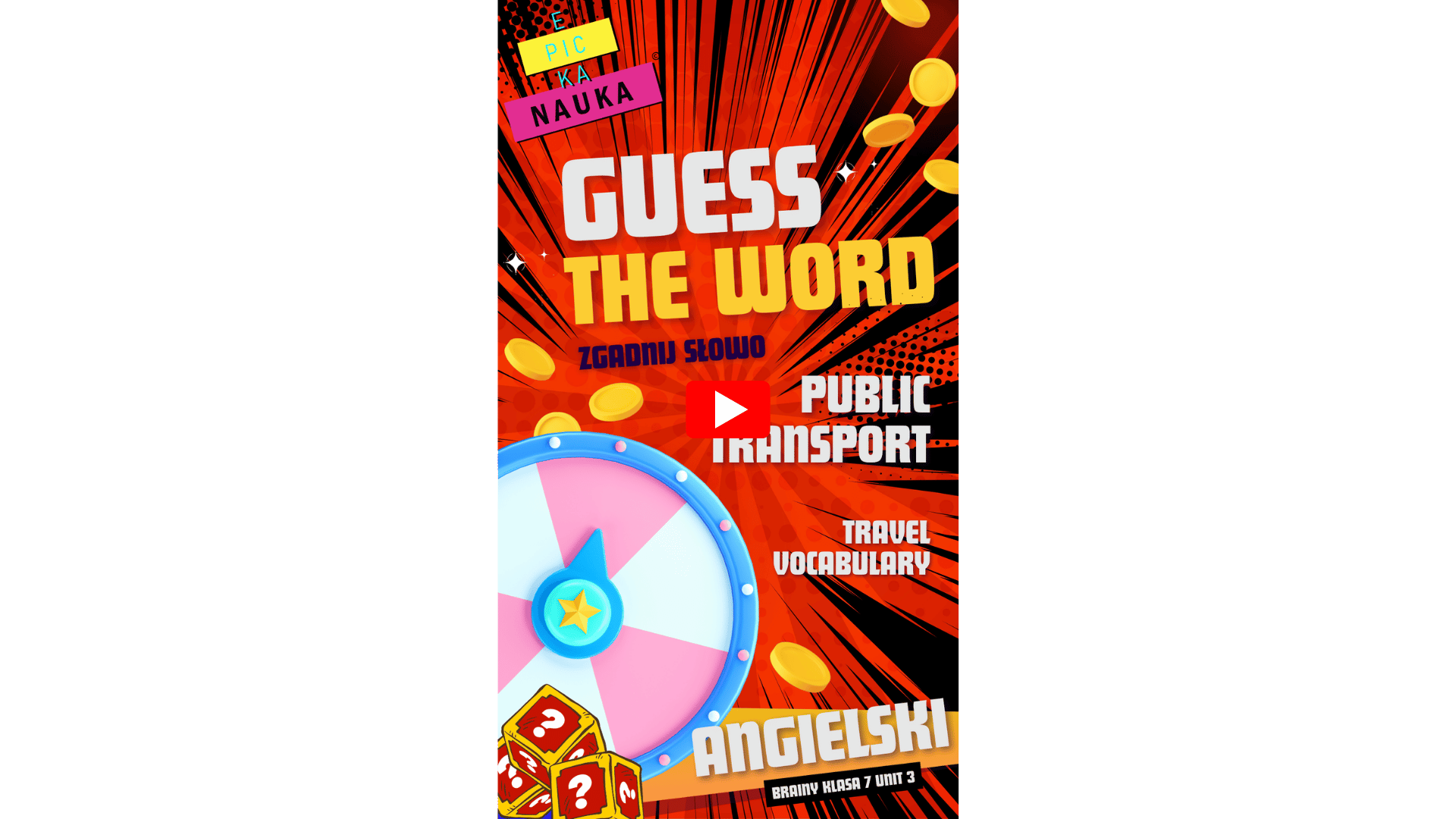 Koło fortuny! 📚Brainy 7 Unit 3 część 2 | PUBLIC TRANSPORT & TRAVEL I Guess The Word GAME!
