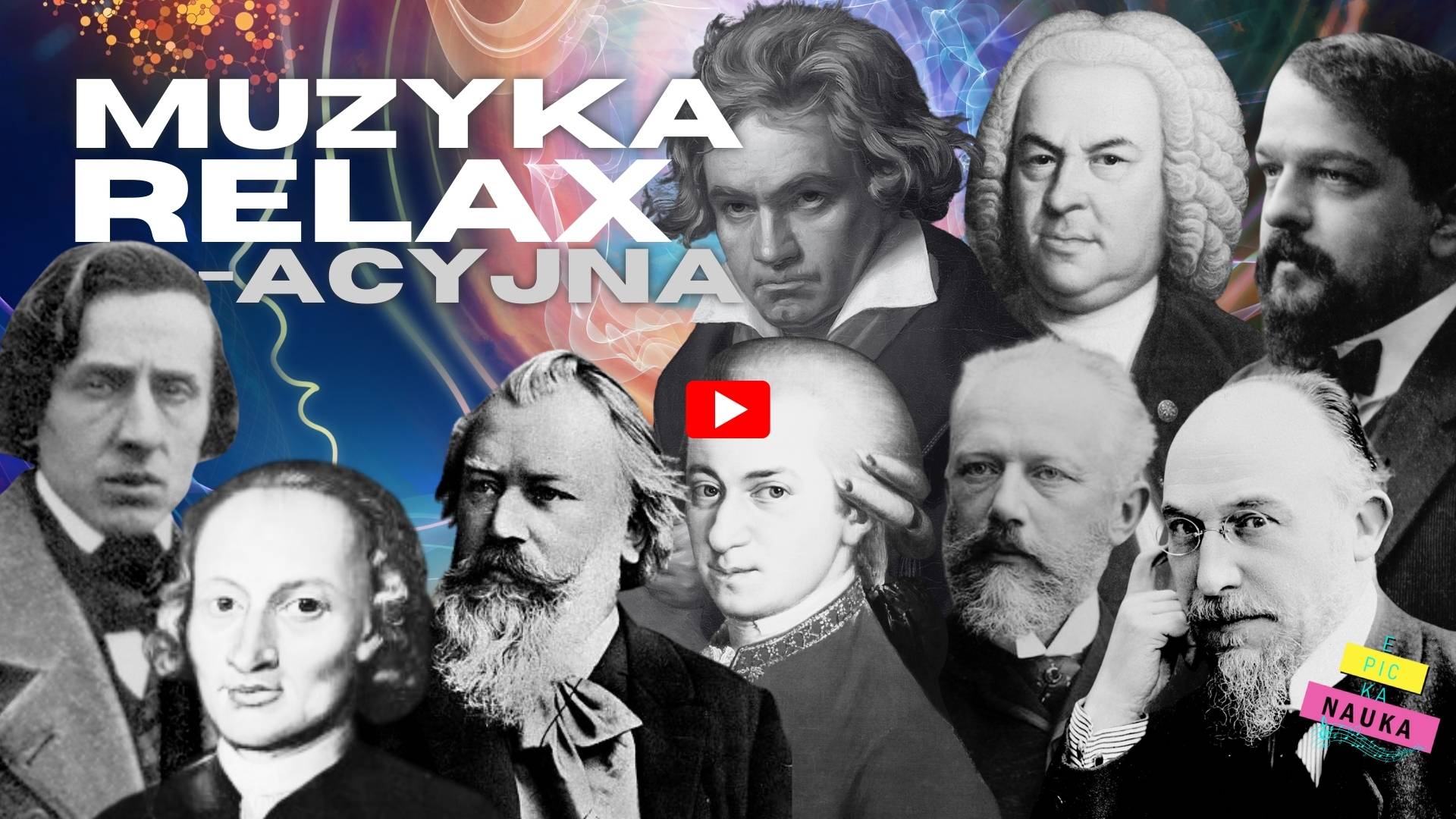 Grafika promująca film z muzyką relaksacyjną do nauki i koncentracji