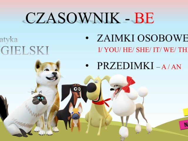 GRAMATYKA ANGIELSKA CZASOWNIK BE odmiana przez osoby / ZAIMKI OSOBOWE i PRZEDIMKI A /AN